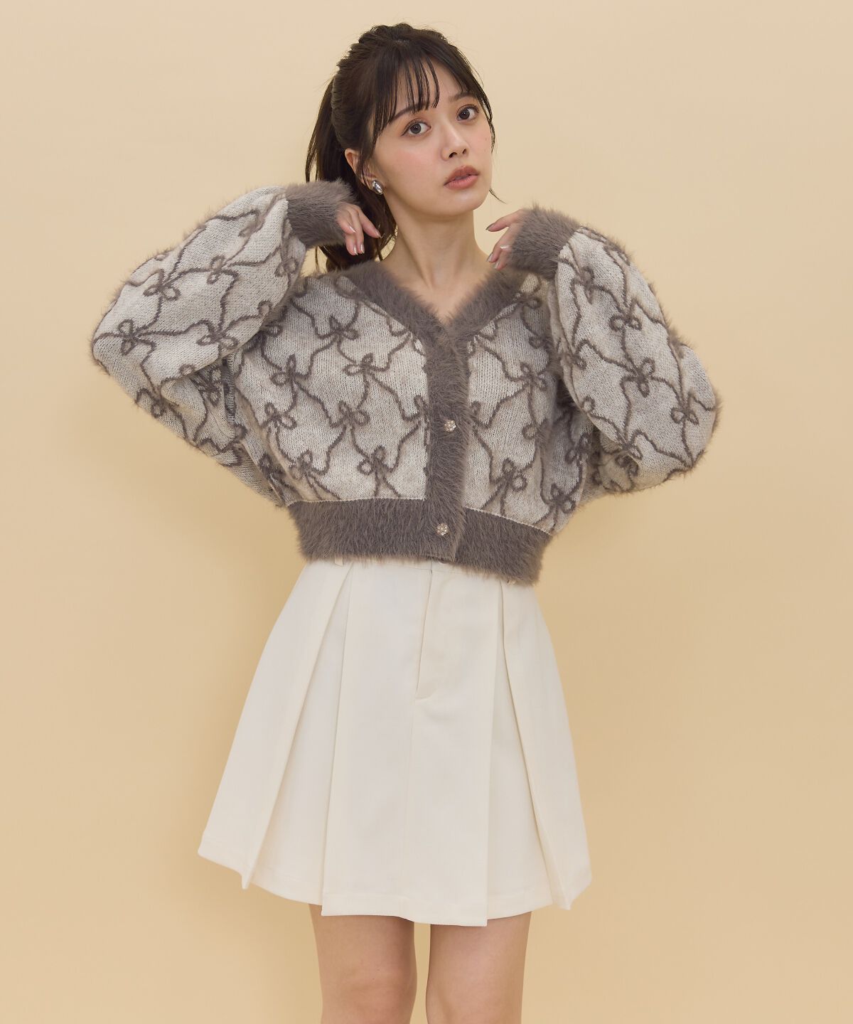 REDYAZEL「リボンジャガードカーディガン」|カーディガン|