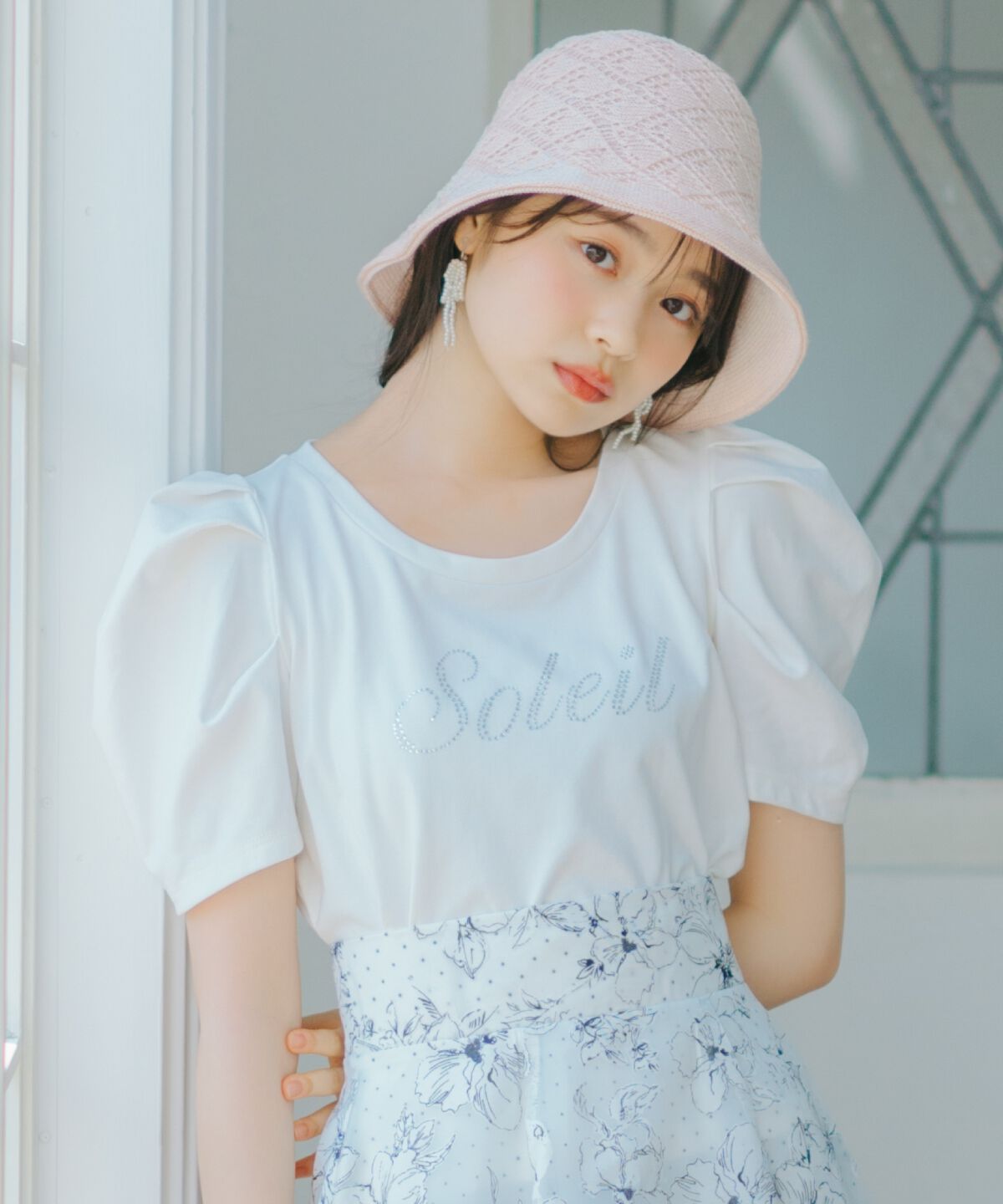 WILLSELECTION「タックスリーブラインストーンロゴTシャツ」|Tシャツ・カットソー|