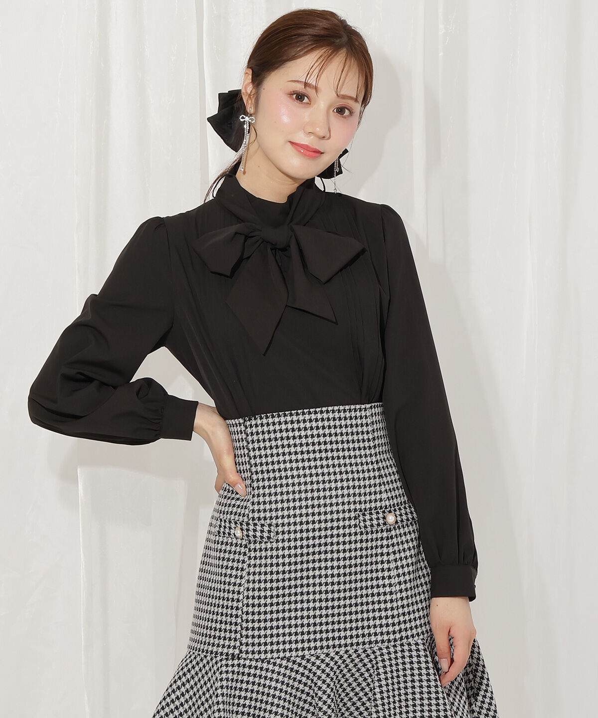 WILLSELECTION「ボリュームスリーブピンタックブラウス」|シャツ・ブラウス|ブラック