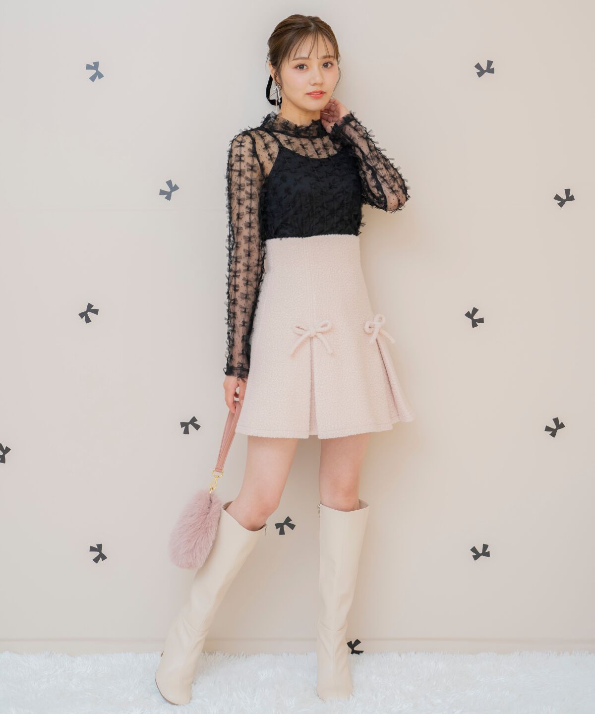 WILLSELECTION「ボックスタックボアミニスカート」|フレア|