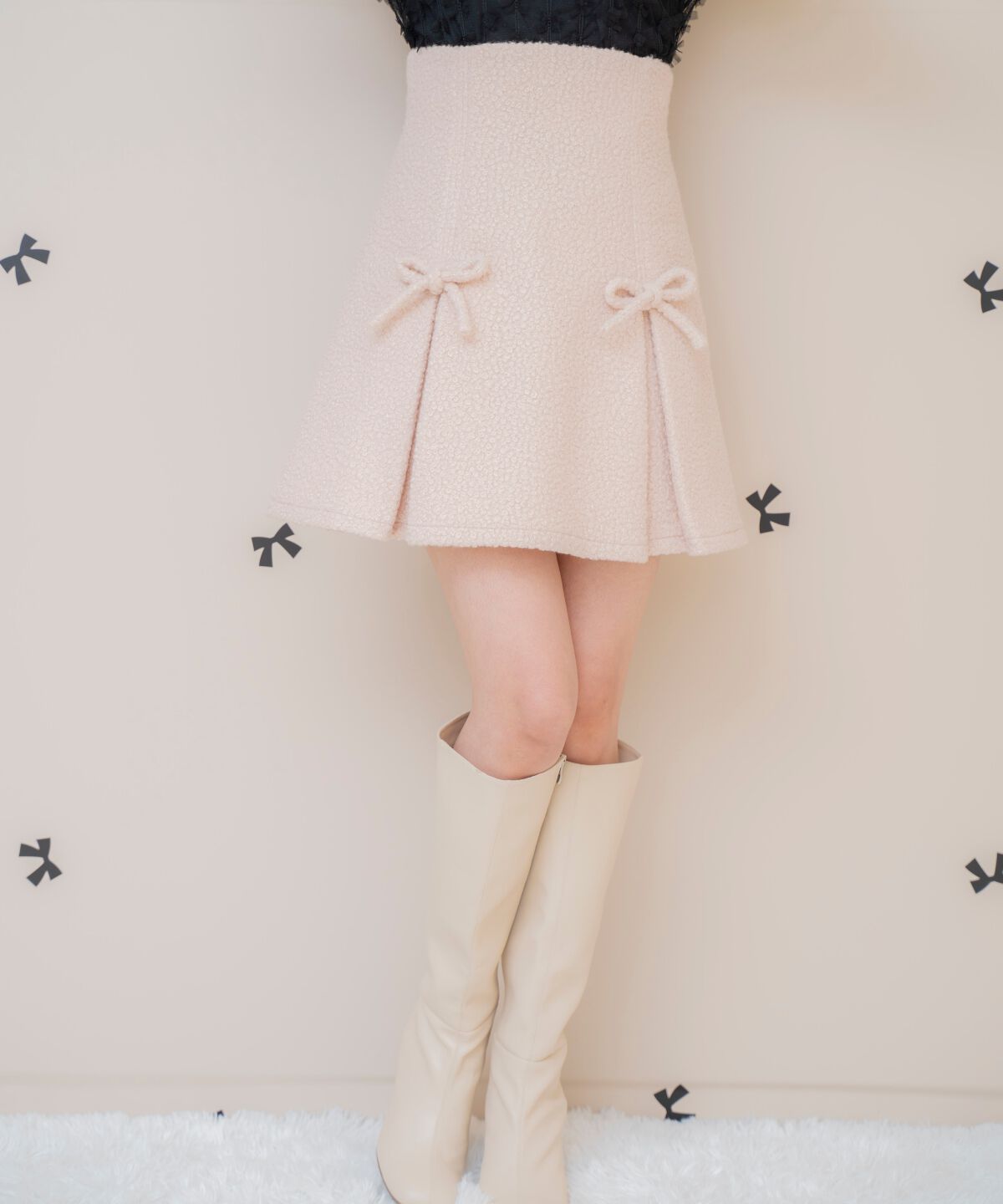 WILLSELECTION「ボックスタックボアミニスカート」|フレア|