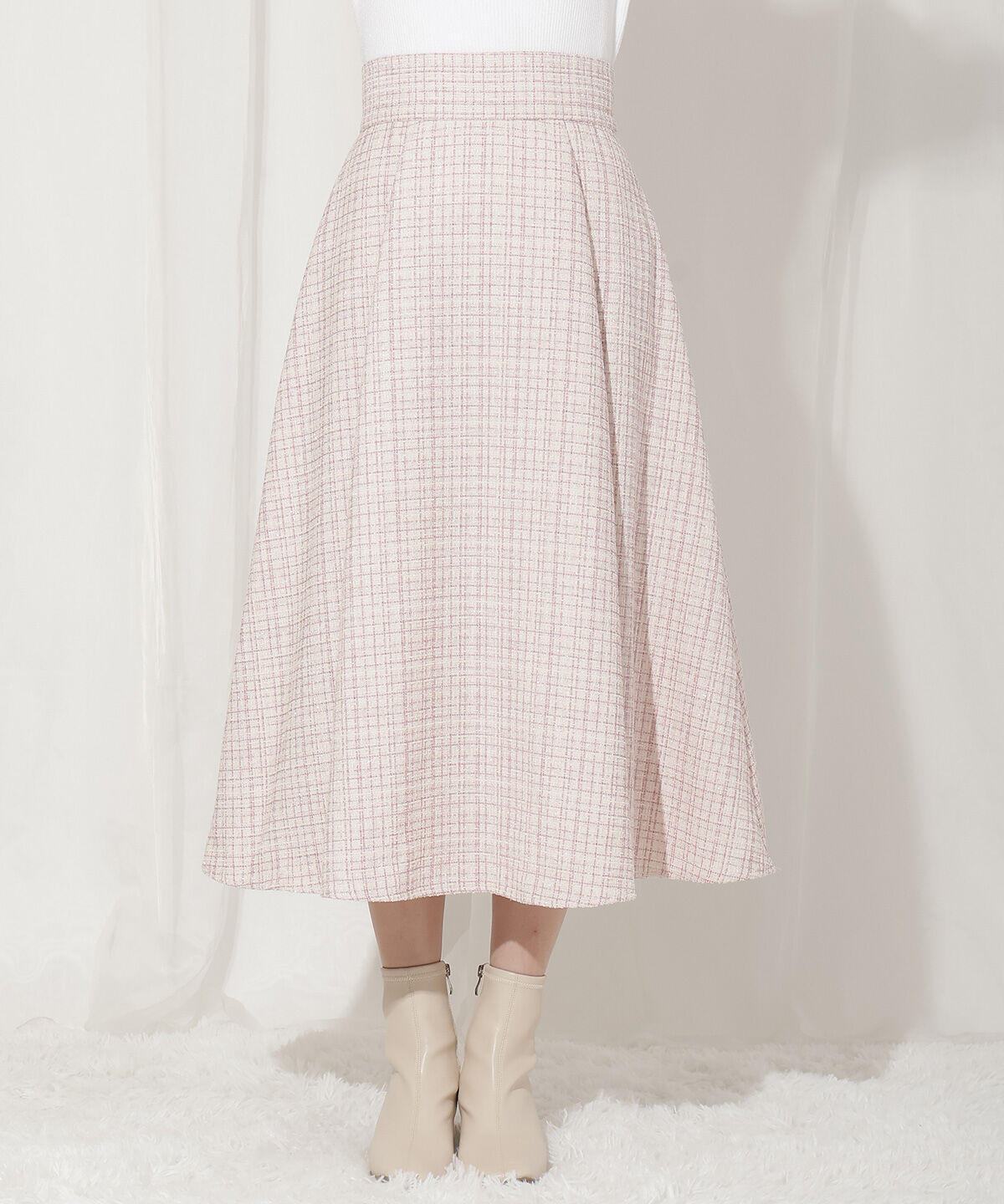 WILLSELECTION「バックスピンドルラメツイードフレアスカート」|フレア|