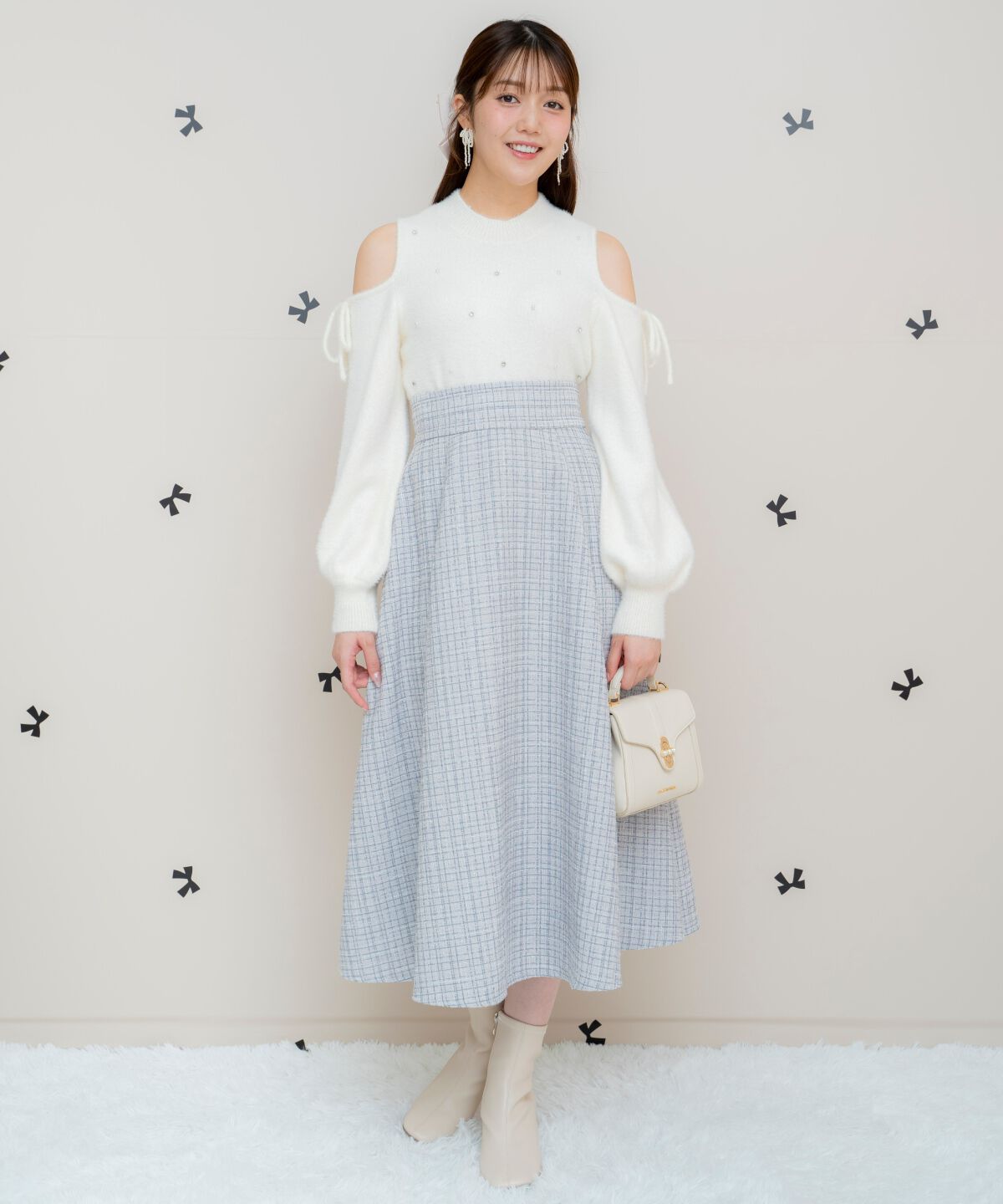 WILLSELECTION「バックスピンドルラメツイードフレアスカート」|フレア|