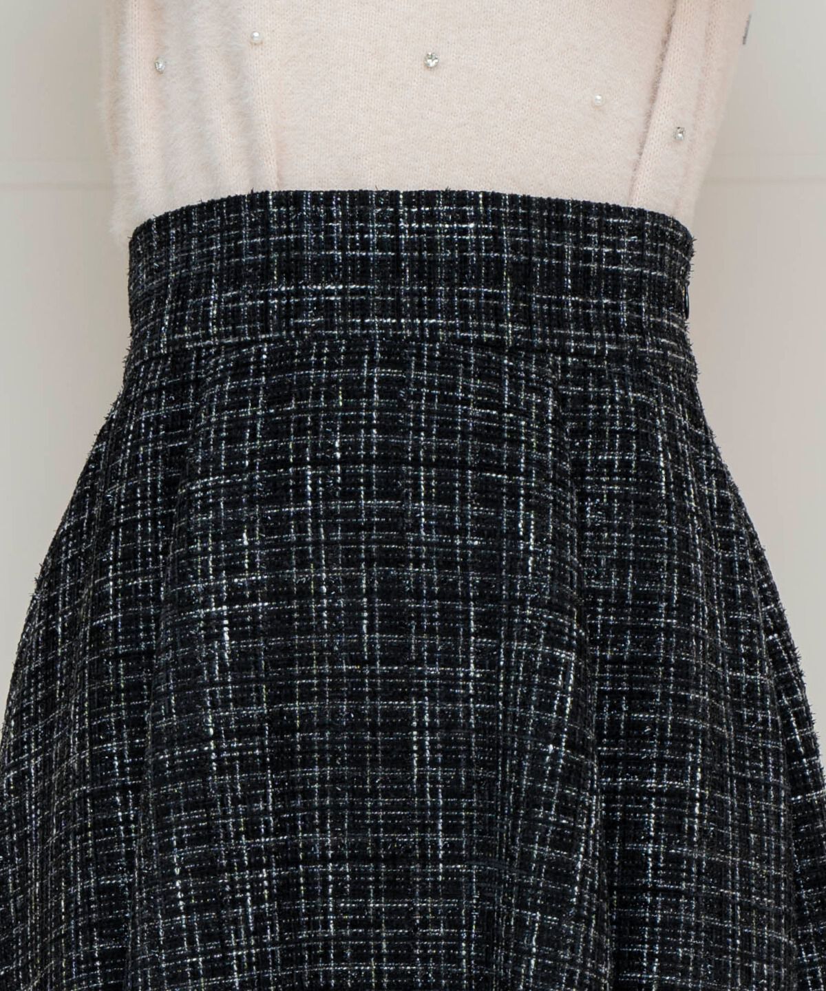WILLSELECTION「バックスピンドルラメツイードフレアスカート」|フレア|