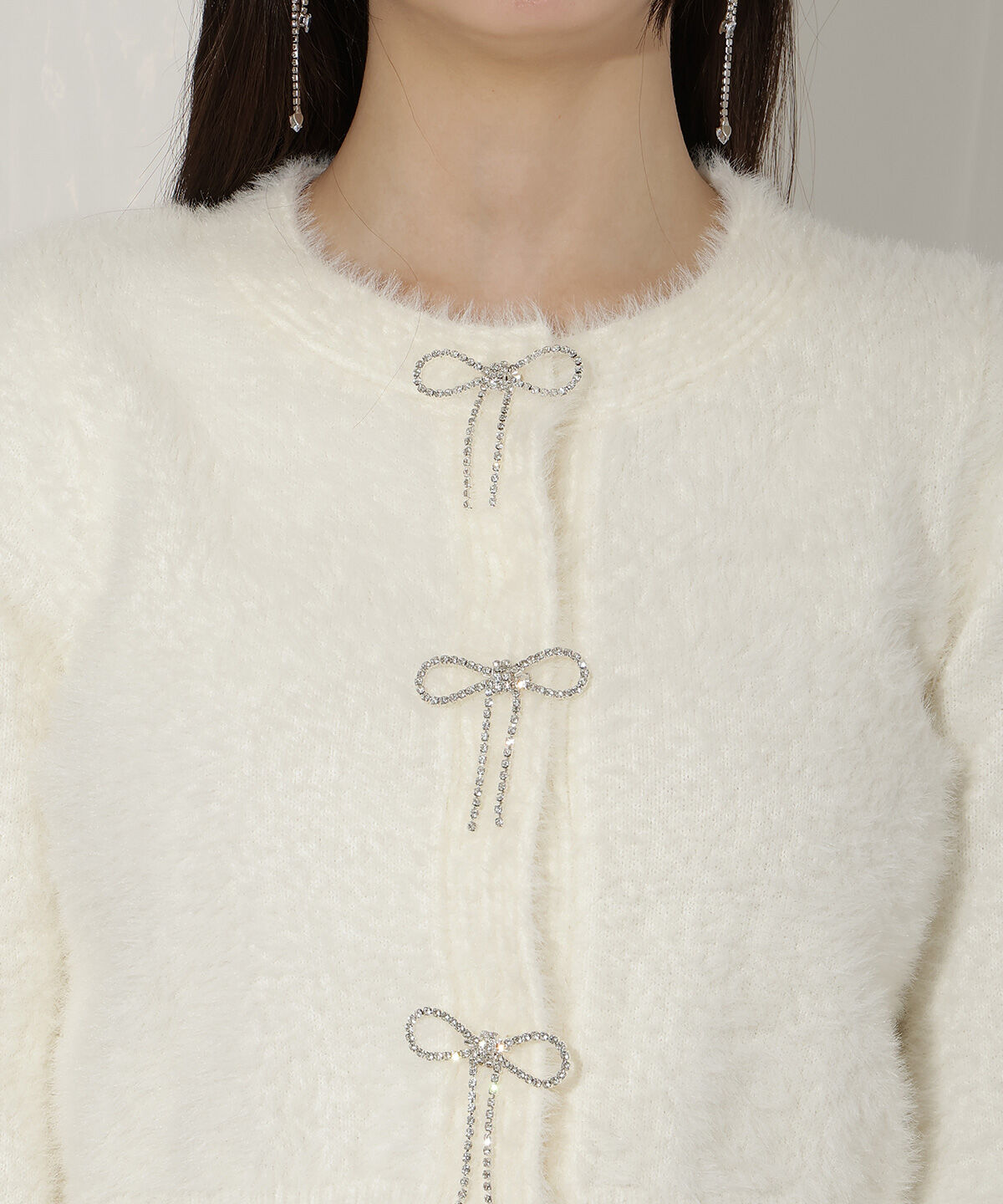 WILLSELECTION「リボンモチーフシャギーカーディガン」|カーディガン|