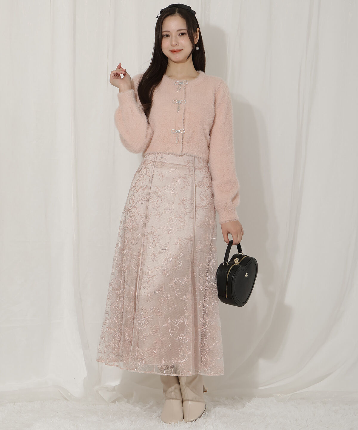 WILLSELECTION「リボンモチーフシャギーカーディガン」|カーディガン|