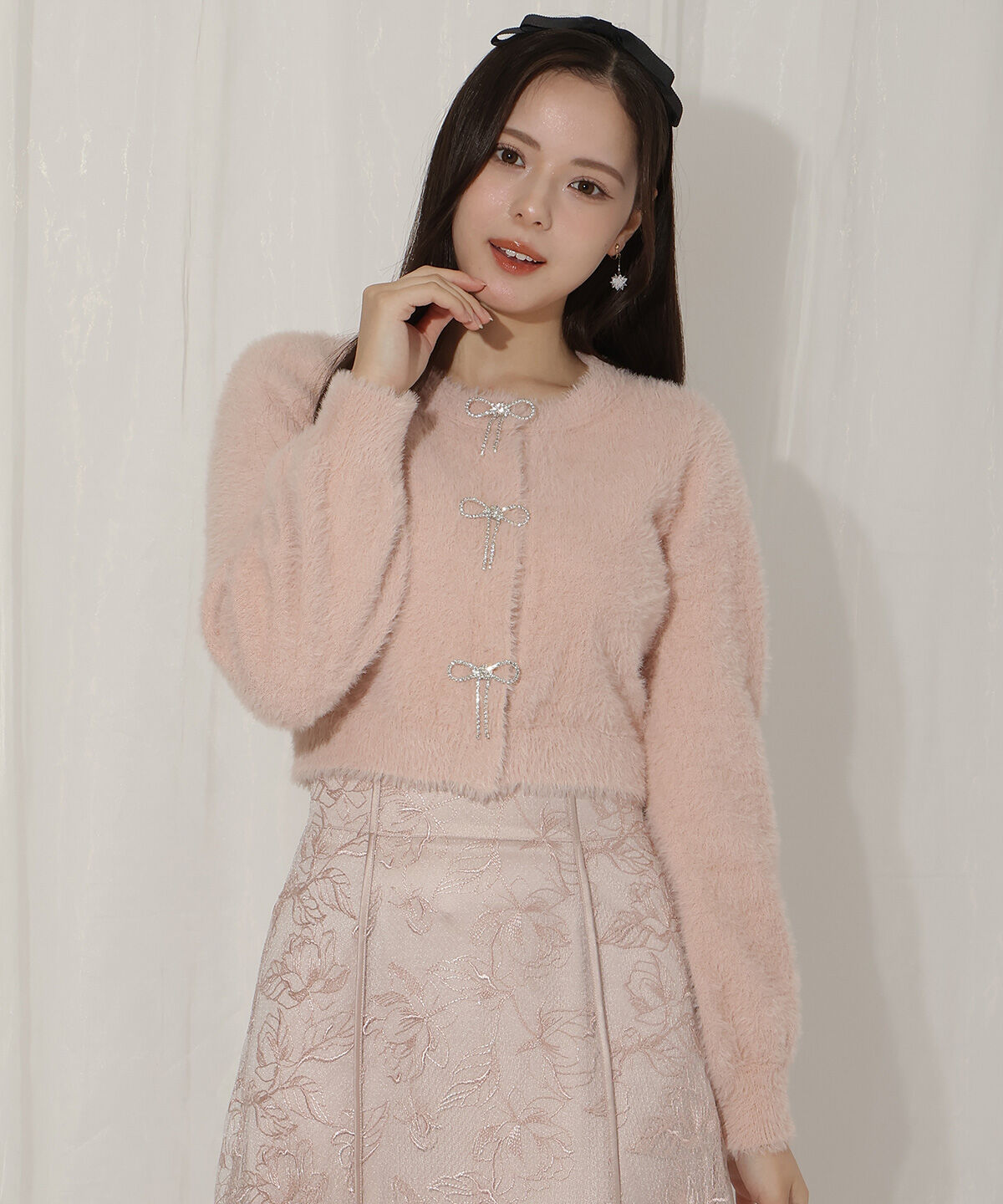 WILLSELECTION「リボンモチーフシャギーカーディガン」|カーディガン|