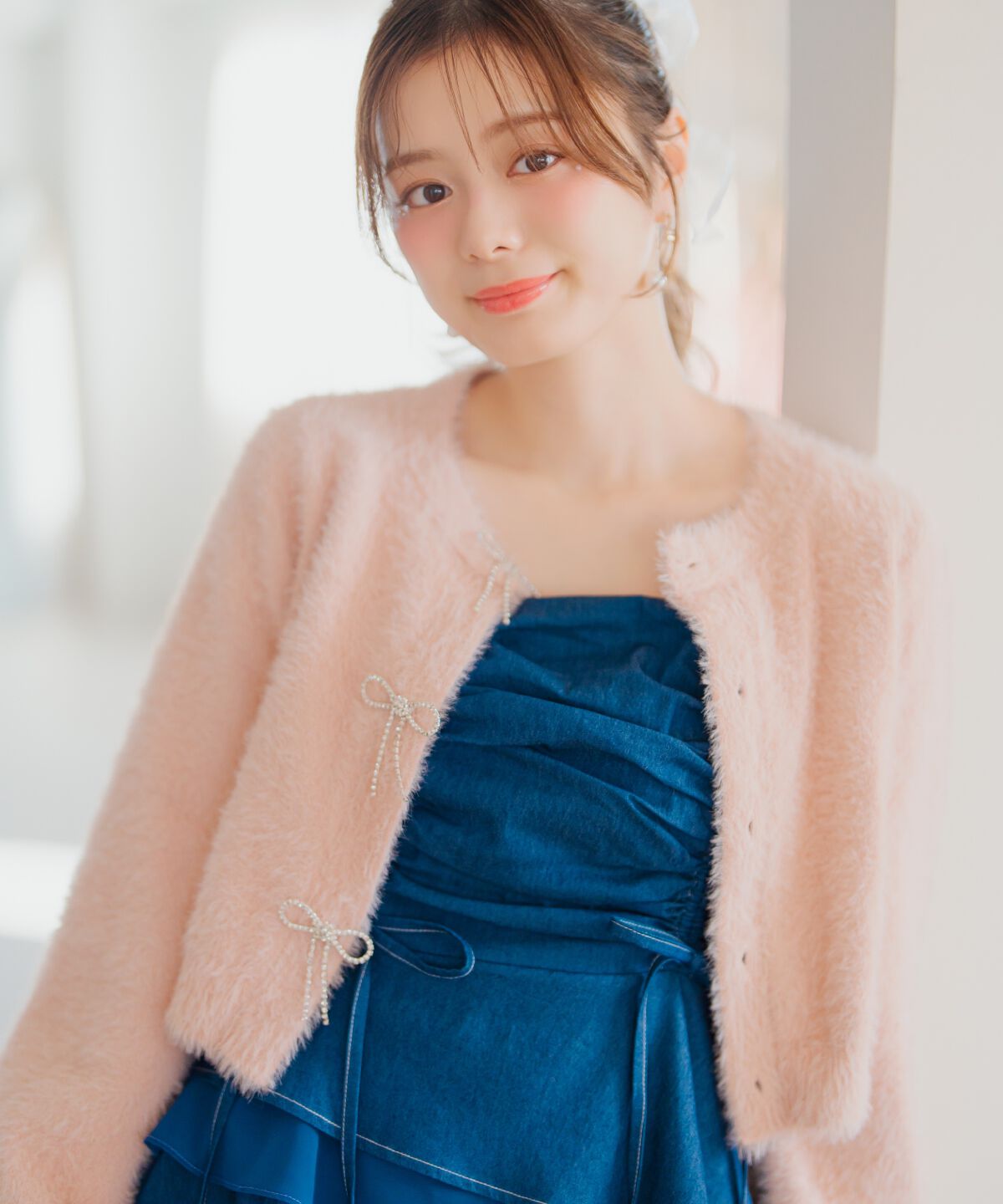 WILLSELECTION「リボンモチーフシャギーカーディガン」|カーディガン|