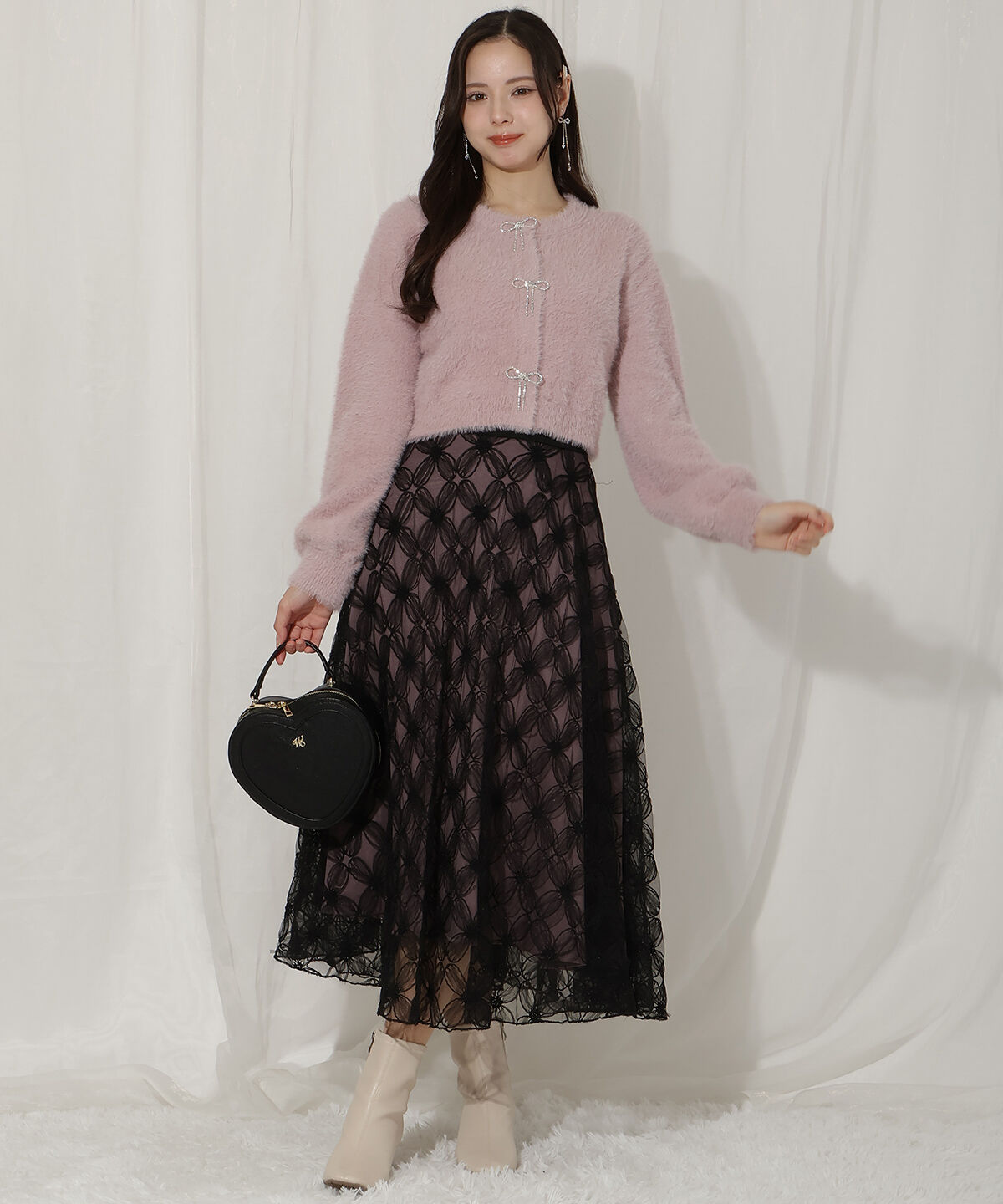 WILLSELECTION「リボンモチーフシャギーカーディガン」|カーディガン|