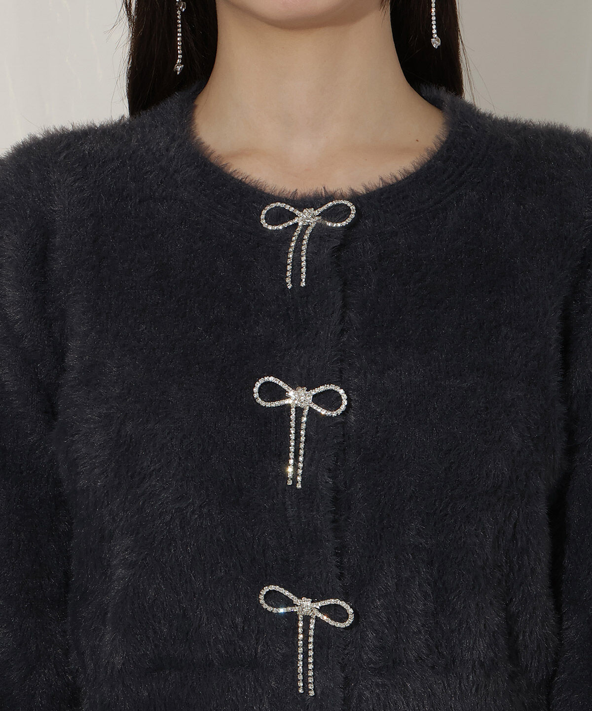 WILLSELECTION「リボンモチーフシャギーカーディガン」|カーディガン|