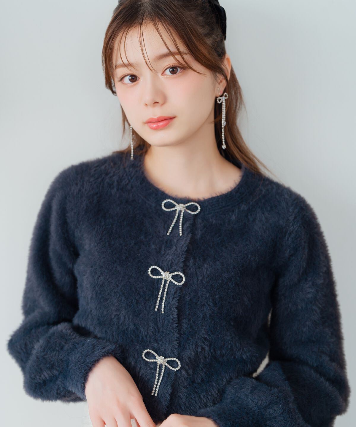 WILLSELECTION「リボンモチーフシャギーカーディガン」|カーディガン|