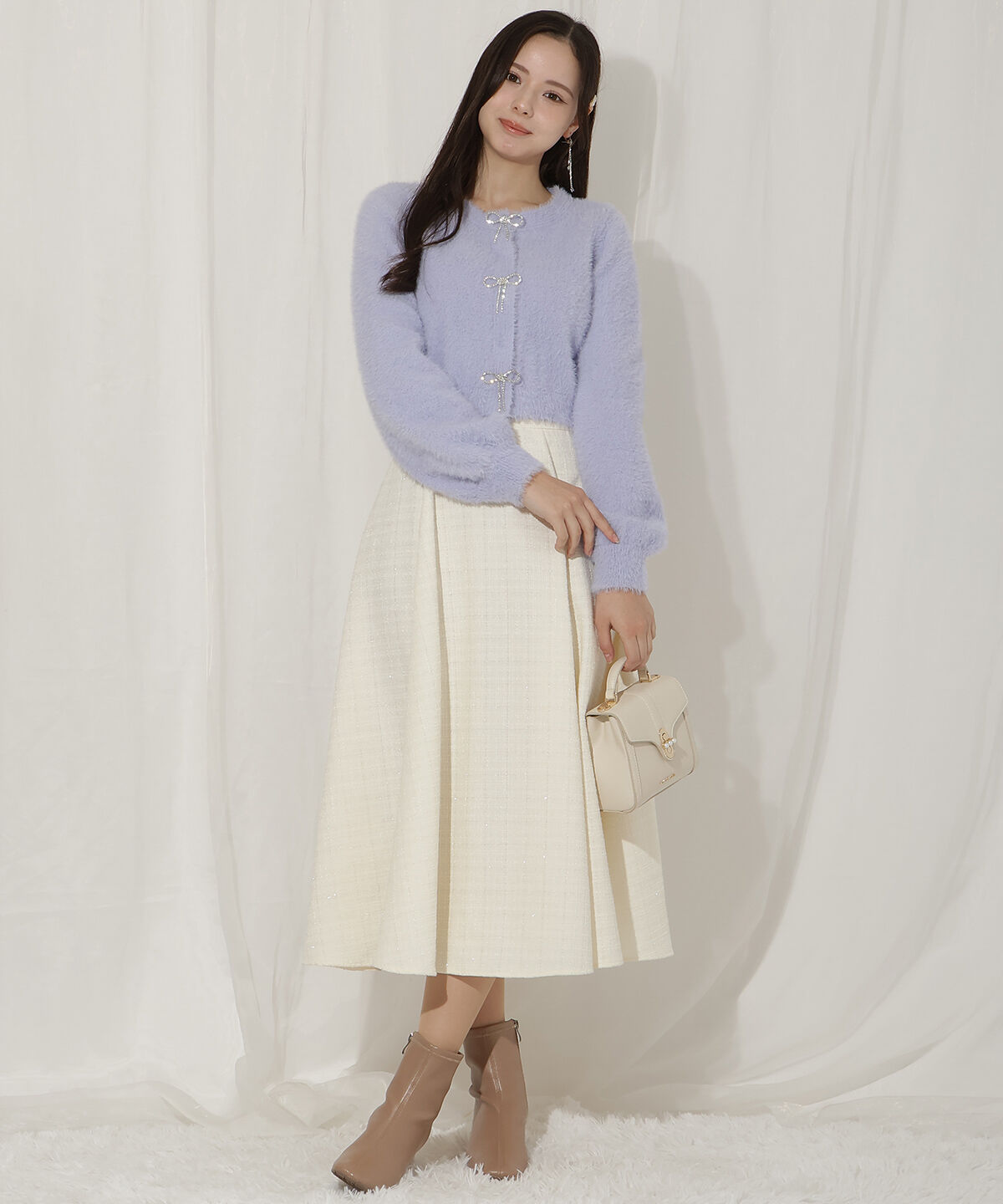 WILLSELECTION「リボンモチーフシャギーカーディガン」|カーディガン|