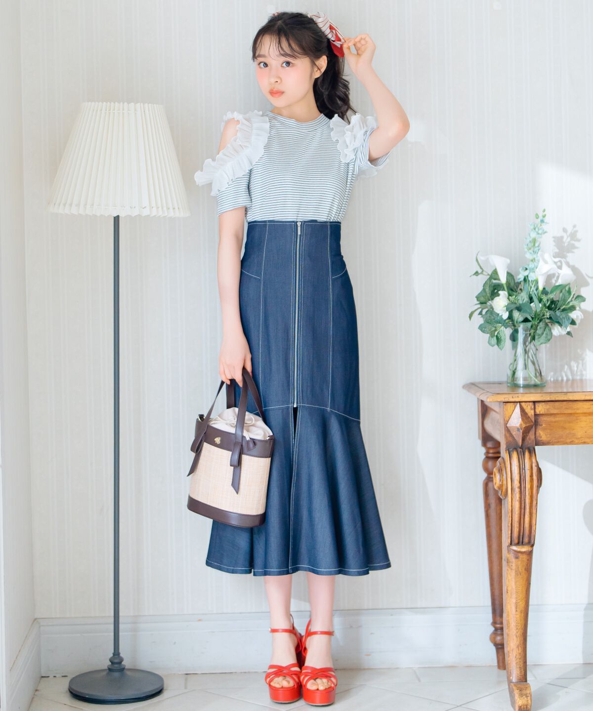 WILLSELECTION「タックリボン雑材コンビバケツバッグ」|ショルダー・メッセンジャー|