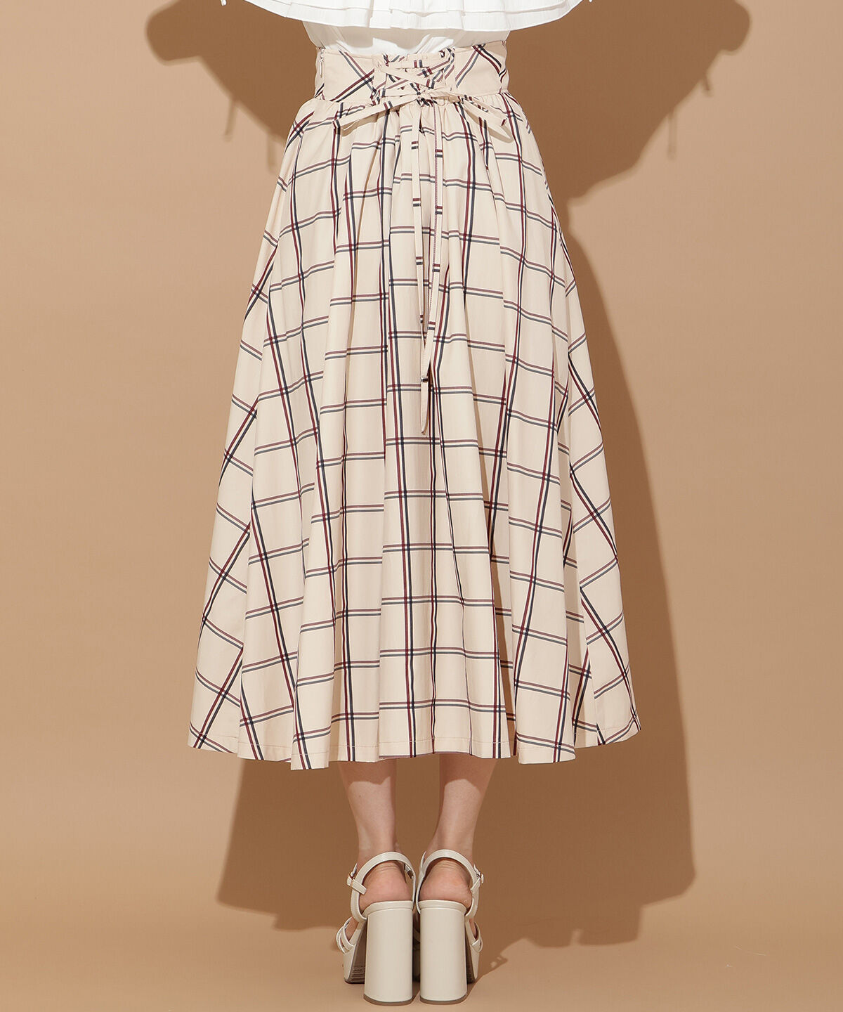 WILLSELECTION「チェック柄タックギャザースカート」|フレア|