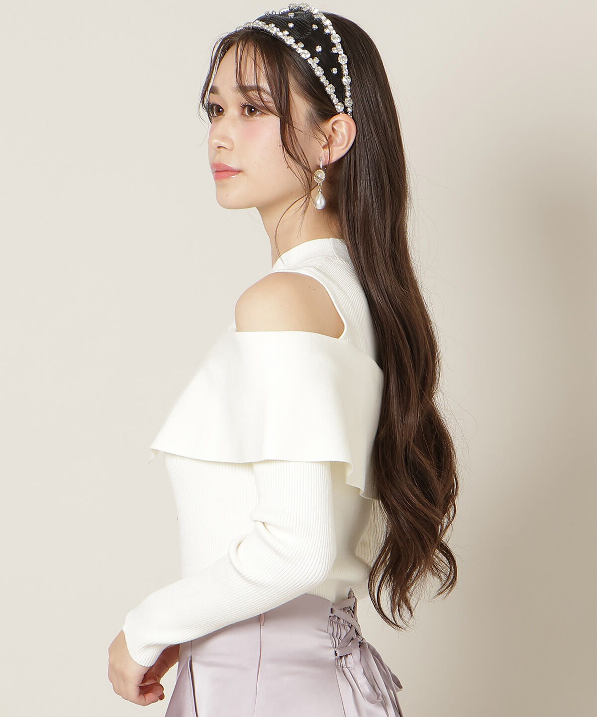 WILLSELECTION「オープンショルダーレイヤードニット」|ニット・セーター|