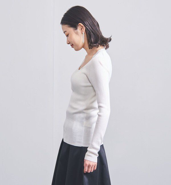 UNITED ARROWS「シルクリブ Uネック ニット」|ニット・セーター|