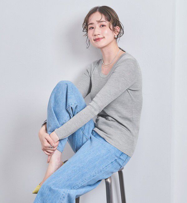 UNITED ARROWS「シルクリブ Uネック ニット」|ニット・セーター|