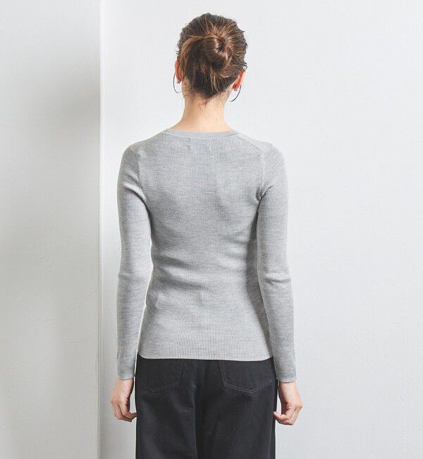 UNITED ARROWS「シルクリブ Uネック ニット」|ニット・セーター|