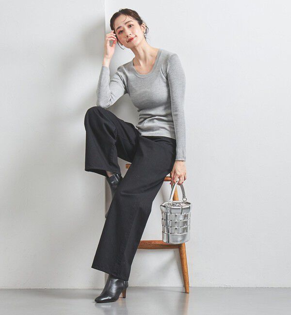 UNITED ARROWS「シルクリブ Uネック ニット」|ニット・セーター|