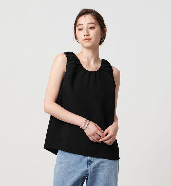 UNITED ARROWS「COMFY ギャザーノースリーブブラウス -吸水速乾 UVカット ウォッシャブル-」|シャツ・ブラウス|BLACK