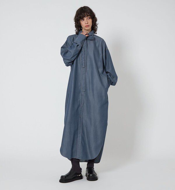 ASTRAET「＜ASTRAET＞デニムライク リボン シャツワンピース」|ワンピース|NAVY