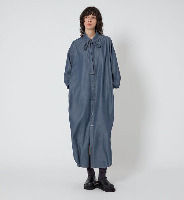 ASTRAET「＜ASTRAET＞デニムライク リボン シャツワンピース」|ワンピース|