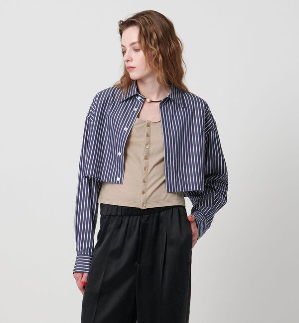 ASTRAET「＜ASTRAET＞ストライプ クロップド レギュラーカラーシャツ」|シャツ・ブラウス|