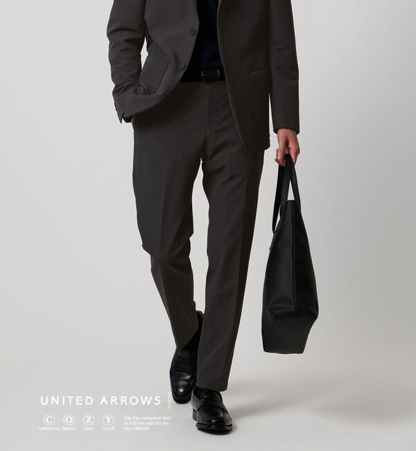 UNITED ARROWS「ドビー シングル ノープリーツ パンツ UA COZY ウォッシャブル 2WAYストレッチ はっ水 着用シワ」|スーツ|DK.GRAY
