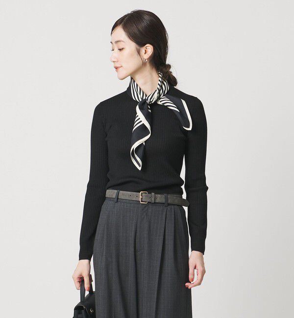 UNITED ARROWS「リブ クルーネック ニット」|ニット・セーター|BLACK