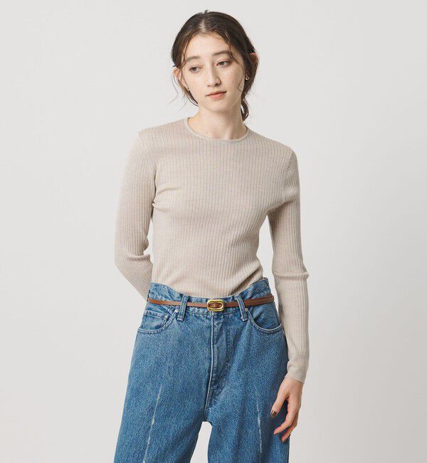 UNITED ARROWS「リブ クルーネック ニット」|ニット・セーター|NATURAL