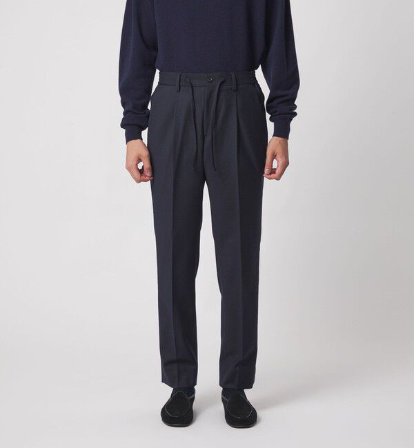 UNITED ARROWS「スリムテーパード サイドシャーリング 1プリーツ スラックス ストレッチ 防しわ」|スラックス|