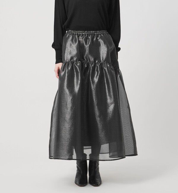 UNITED ARROWS「スケルトン シャイン ジャガード スカート ‐ウォッシャブル‐」|フレア|