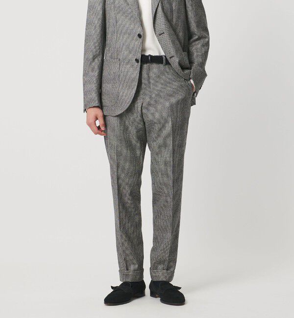 UNITED ARROWS「フランネル ハウンドトゥース ノープリーツ スラックス COMFORT EASY‐MODEL ヨコストレッチ」|スーツ|DK.GRAY