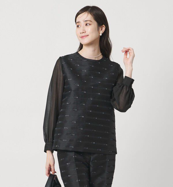 UNITED ARROWS「リボン カットジャガード ブラウス」|シャツ・ブラウス|