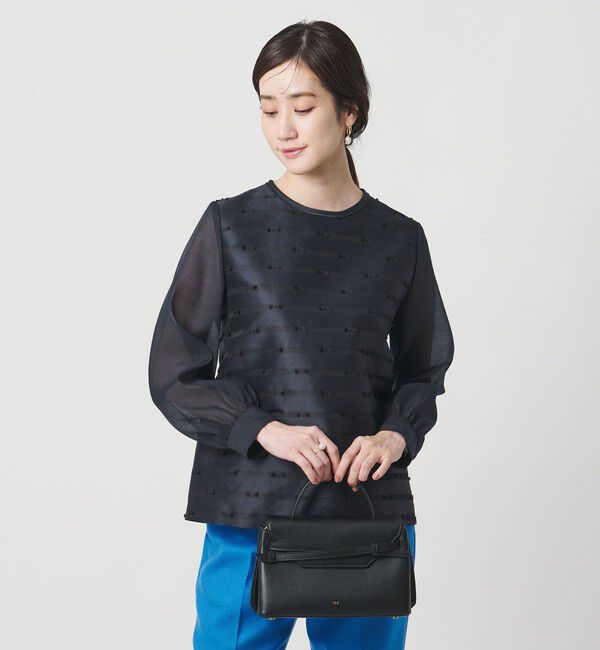 UNITED ARROWS「リボン カットジャガード ブラウス」|シャツ・ブラウス|