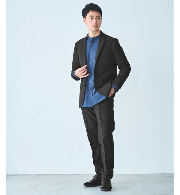 UNITED ARROWS green label relaxing「【WEB限定】JUST fit ドライPEスリムセットアップ ジャケット＆パンツ -吸水速乾・防シワ-」|テーラードジャケット|BLACK