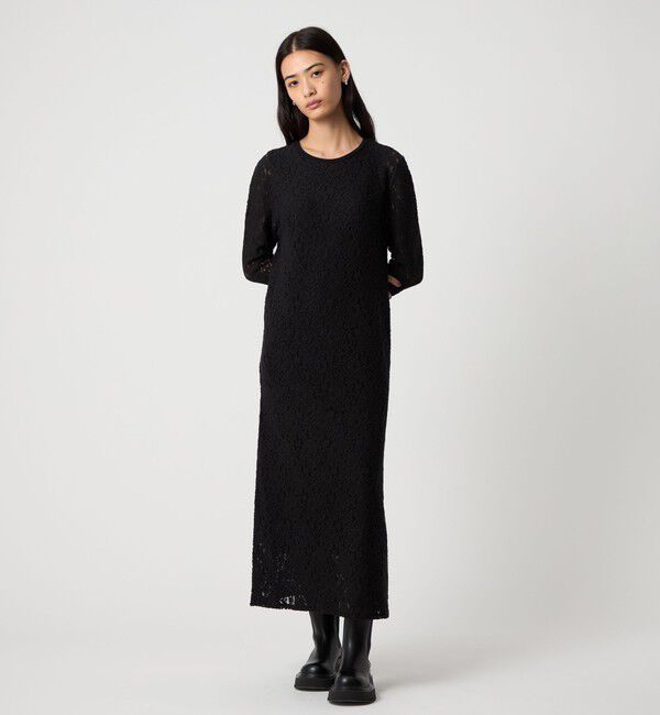 EMMEL REFINES「＜EMMEL REFINES＞EM レース ロング ワンピース」|ワンピース|BLACK