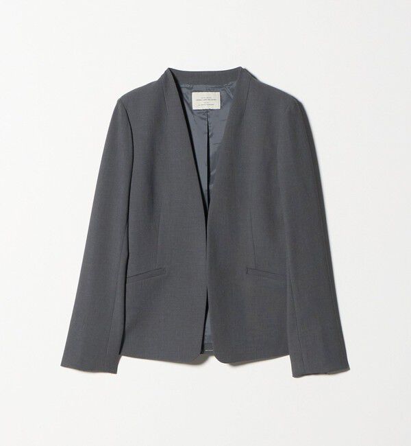 UNITED ARROWS green label relaxing「ダブルクロス ノーラペル ジャケット ウォッシャブル ストレッチ」|ノーカラージャケット|