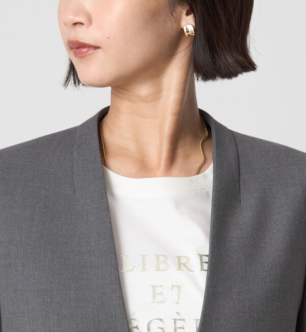 UNITED ARROWS green label relaxing「ダブルクロス ノーラペル ジャケット ウォッシャブル ストレッチ」|ノーカラージャケット|