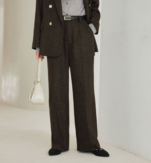 UNITED ARROWS green label relaxing「［size SHORT/TALLあり］スラブ ワイド ストレート パンツ」|スラックス|DK.BROWN