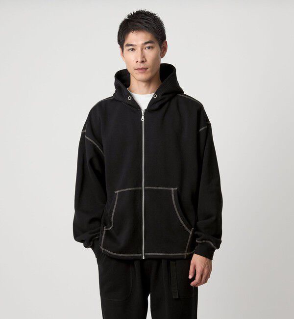 UNITED ARROWS green label relaxing「【WEB限定】＜GLR or＞ドロスト スウェット ジップ パーカー」|パーカー|BLACK