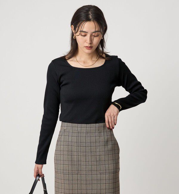 UNITED ARROWS green label relaxing「ブライトリブ スクエアネック ロングスリーブ カットソー 制菌」|Tシャツ・カットソー|