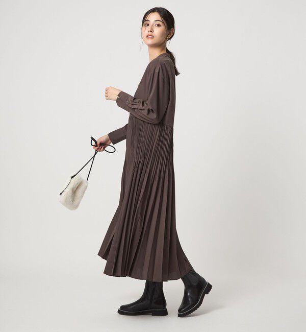 UNITED ARROWS green label relaxing「［size SHORTあり］ワッシャー プリーツ ロングスリーブ ワンピース」|ワンピース|