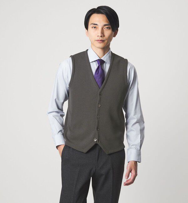 UNITED ARROWS green label relaxing「＜gim＞25F H/MLN ニット ジレ ベスト -ウォッシャブル-」|ベスト・ジレ|DK.GRAY
