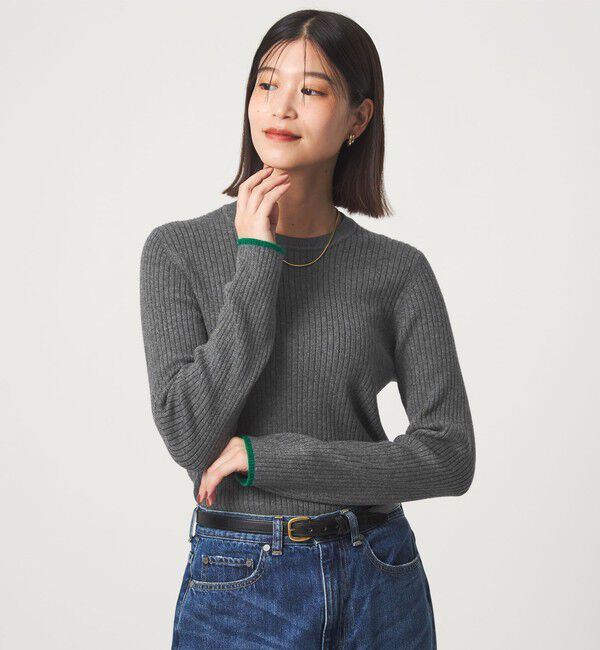 UNITED ARROWS green label relaxing「【WEB限定】＜at ease＞ソデサキ バイカラー プルオーバー ニット ウォッシャブル」|ニット・セーター|