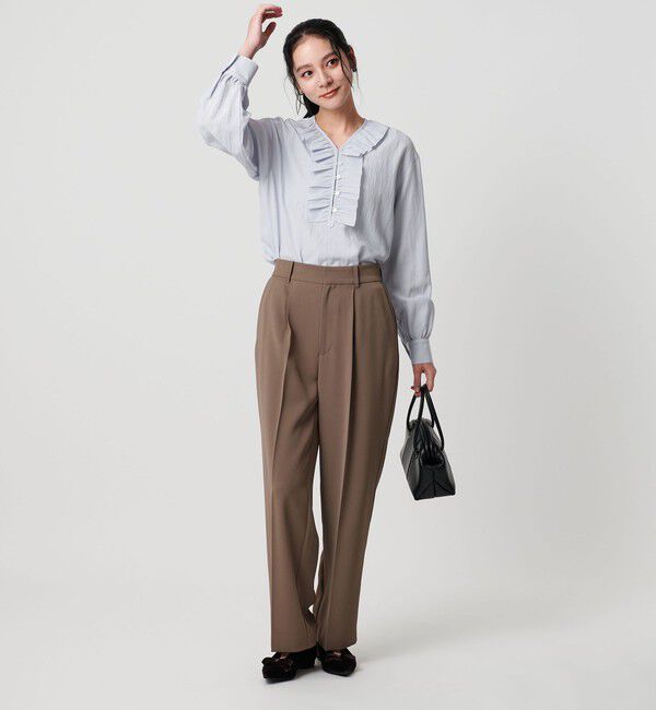 BEAUTY&YOUTH UNITED ARROWS「【WEB限定 Wardrobe DAILY MINIMAL】フリル Vネックブラウス ウォッシャブル」|シャツ・ブラウス|