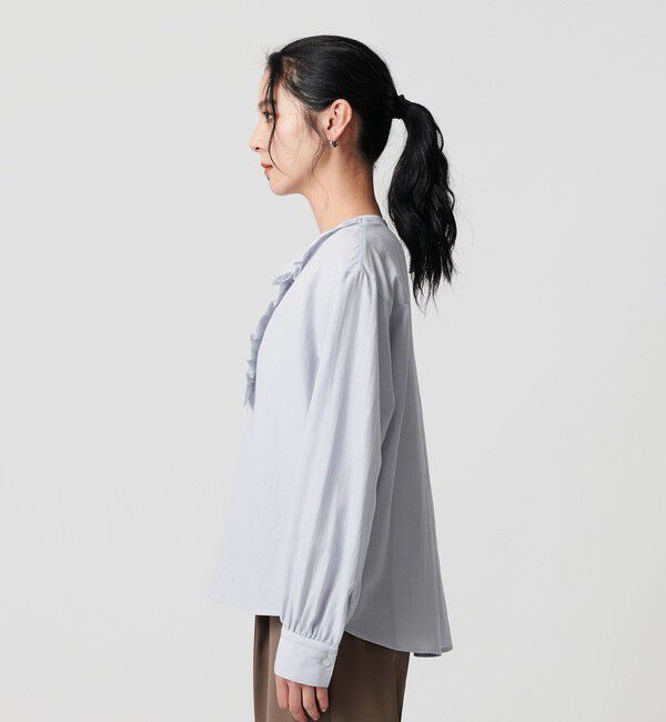 BEAUTY&YOUTH UNITED ARROWS「【WEB限定 Wardrobe DAILY MINIMAL】フリル Vネックブラウス ウォッシャブル」|シャツ・ブラウス|