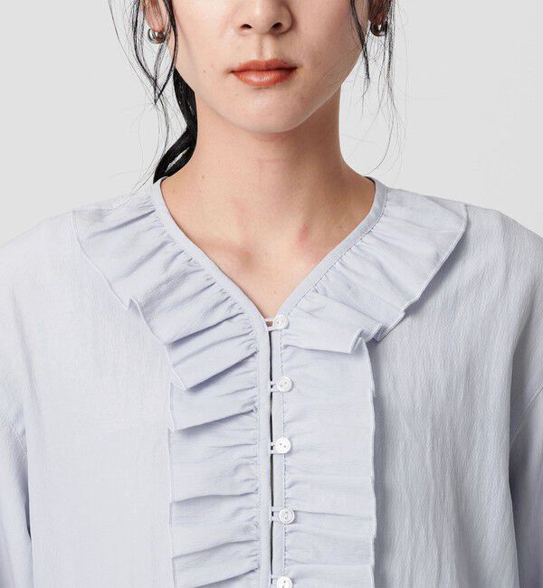 BEAUTY&YOUTH UNITED ARROWS「【WEB限定 Wardrobe DAILY MINIMAL】フリル Vネックブラウス ウォッシャブル」|シャツ・ブラウス|