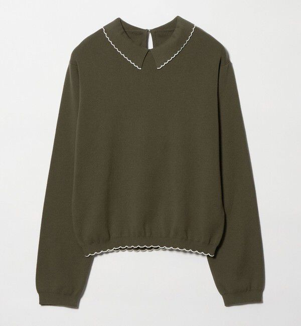 STEVEN ALAN「＜Steven Alan＞コットンカシミヤ ラッフル ポロニット」|ニット・セーター|