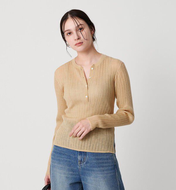 BEAUTY&YOUTH UNITED ARROWS「アルパカブレンド ランダムリブ ヘンリーネックプルオーバー」|ニット・セーター|